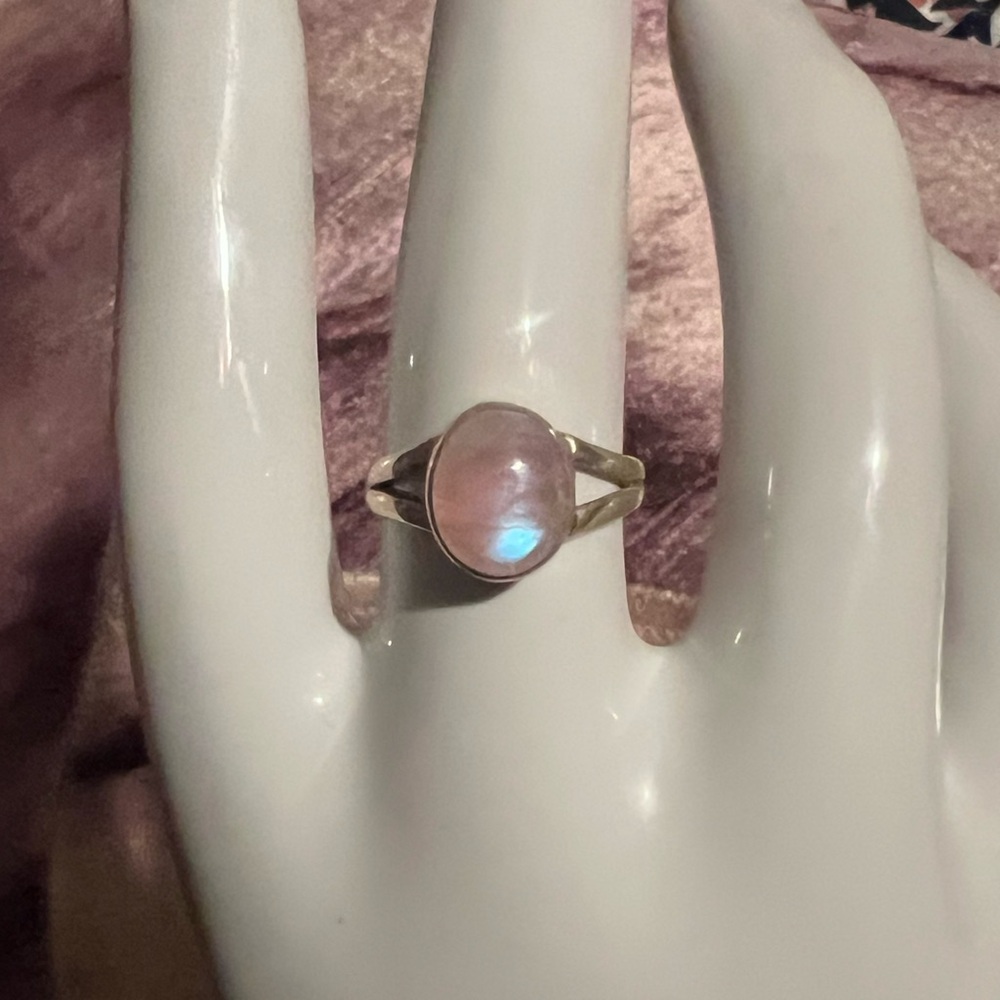 Pink Moonstone 6 Sterling Silver